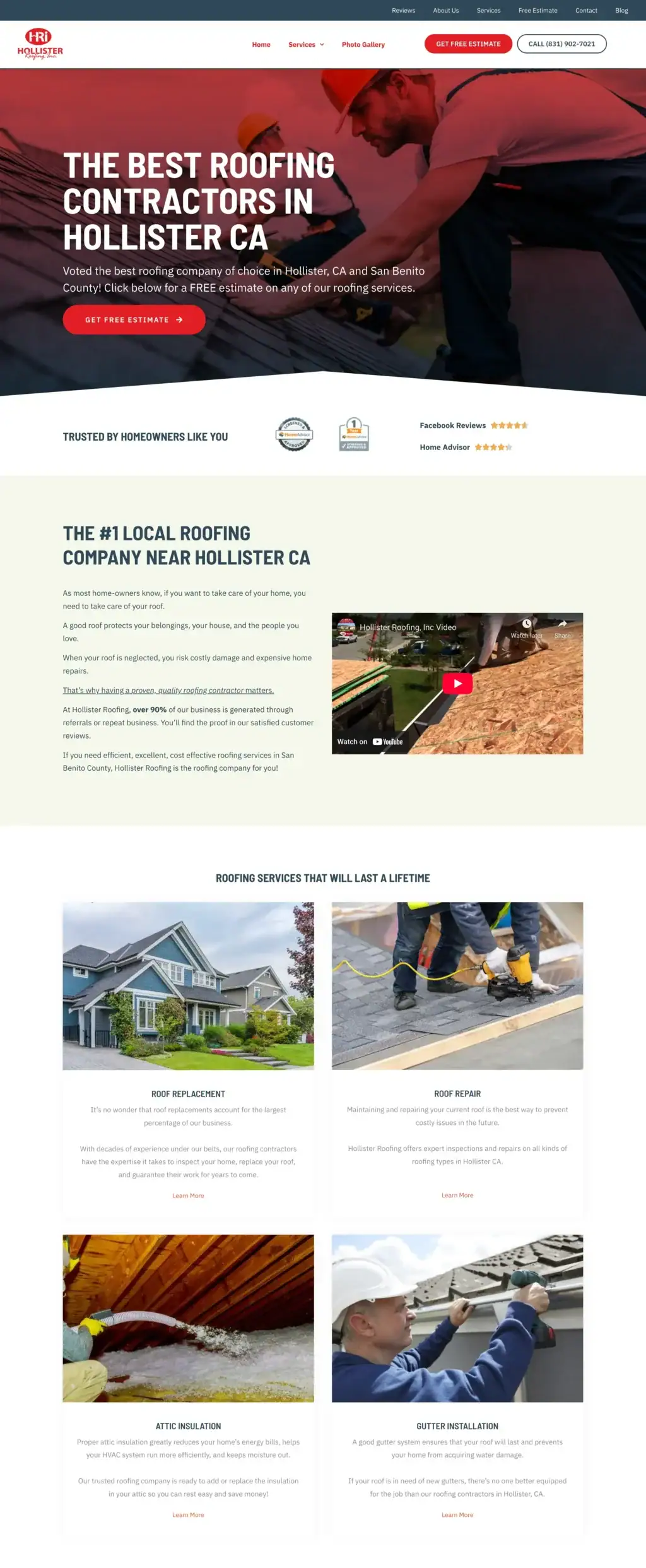 Hollister Roofing Website